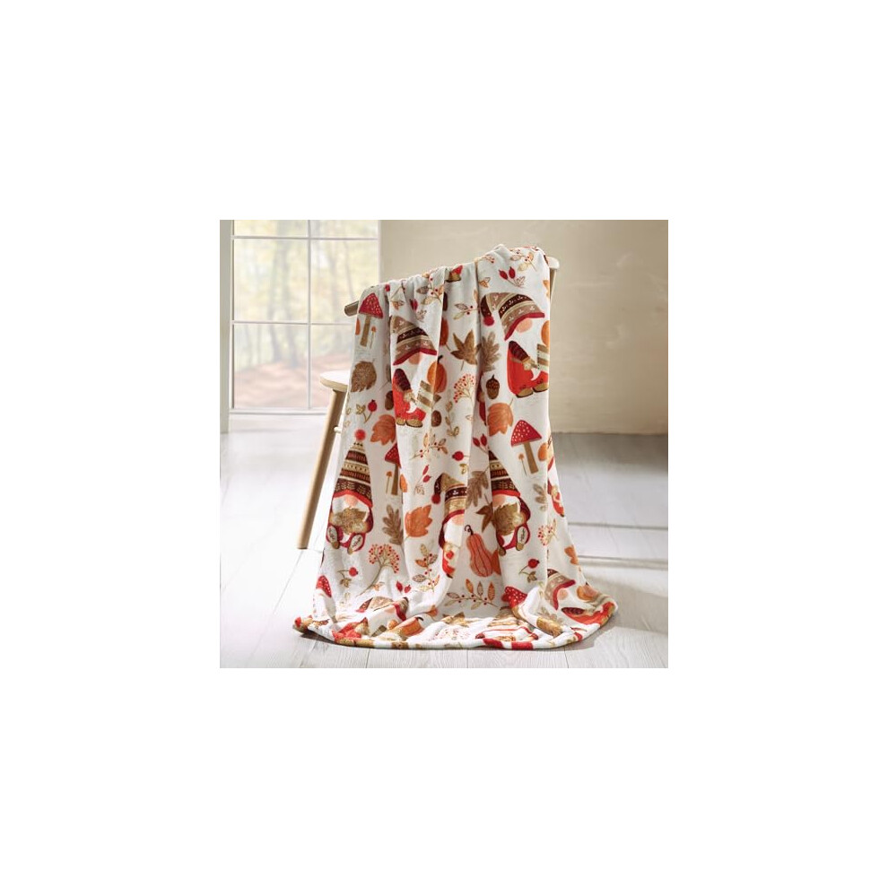 Rackhams Woodland Gonks Cosy Fleece Blanket Throw Natural - 130 X 170 Cm - Natural - Image 6