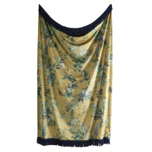 Laurence Llewelyn-Bowen Velvet Throw – Gold Floral Pattern – 130 x 180cm – Reversible – Soft Polyester – Decorative Blanket for Sofa, Bed or