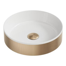 Premium Fluted Countertop Basin Sink with Matching Waste - Polymarble and Stainless Steel (Brushed Brass)
