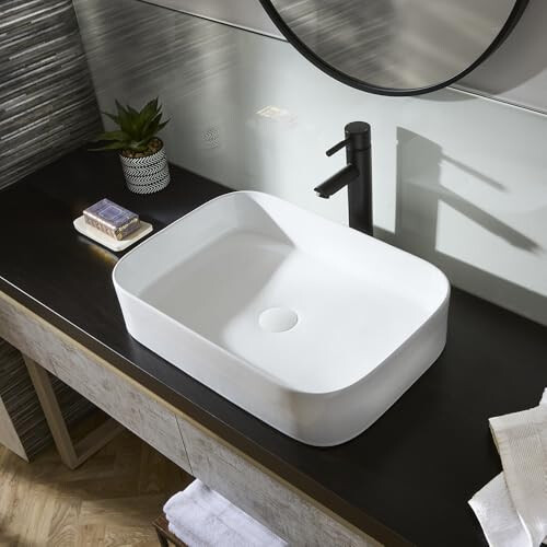 Milano MILANO White Rectangular Countertop Bathroom Basin Sink 550 x 380mm 2