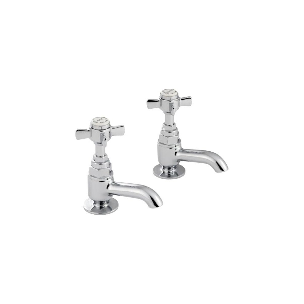 Xcel Home Silver Hemsworth Chrome Traditional Crosshead Basin Tap | Bathroom Sink | Pair | Durable Brass Body | Chrome, Polished Finish | Easy To Fit - Image 3