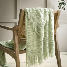 Appletree Loft Textured Knit Throw 130 x 180cm Green – Soft Knitted Blanket for Sofa or Bed with Chunky Pattern, Cosy Lightweight Decorative Home