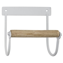 Industrial White Toilet Paper Holder with Wooden Roll by Ib Laursen
