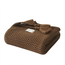 AUSTINCIAGA Knitted Blanket Sofa Throw Blanket Table Runner Nordic Bed Blanket Soft Warm with Fringe Handmade for Beach Picnic All Seasons (Brown, 70