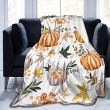 Autumn Blanket Pumpkin Throw, Autumn Throws for Sofa Orange Flannel Throw Blanket Fall Pumpkin Blanket for Couch Sofa Bed 40x50inch(100x130cm)