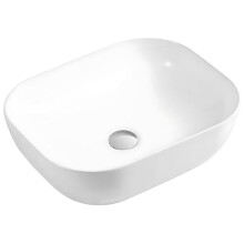 Mira White Bathroom Ceramic Countertop Sink Hand Wash Soft-Curved Sink Rectangle Ceramic Counter Top Basin 500mm Bathroom Basin Bowl for Vanity Units