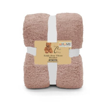 KD HOME Teddy Bear Double Throw Blanket, 200x240cm, Super Soft Fleece, Brown, Cosy and Cuddly (Fadded Pink, King)