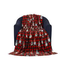 Rohi Gonks Tartan Christmas Throw Blanket 150x200cm – Red Teddy Fleece Throw – Soft & Warm 100% Polyester Winter Bed & Sofa Throw – Festive