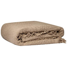 GLORY SEASON 100% Cotton Throw Blanket in Latte Brown Jacqard Weave Fabric with Fringe Soft Warm Cover for Bed Couch and Living Room Sofa,Chair 50x60