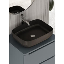 Matte Black Countertop Basin 600mm Rectangular Rounded Basin