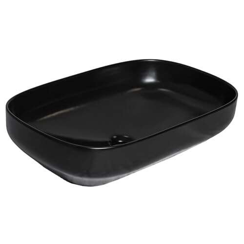 Matte Black Countertop Basin 600mm Rectangular Rounded Basin 1