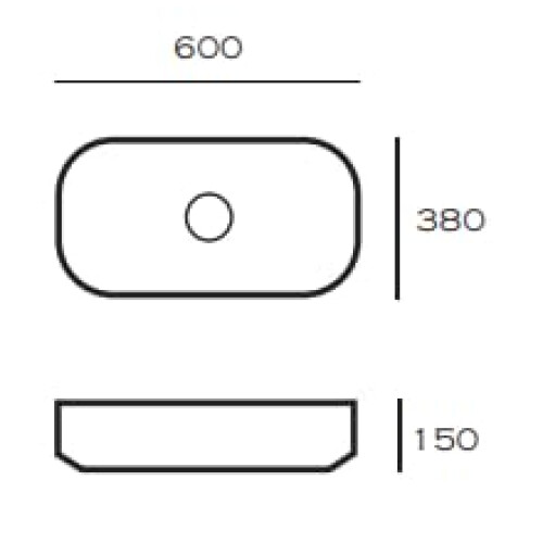 Matte Black Countertop Basin 600mm Rectangular Rounded Basin 2