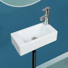 Small Bathroom Sink Wall Mount Bathroom Sink, No-Drill Installation Self-Adhesive Sink 15.74 x 7.87 Inch with 1.26 Inch Faucet Hole, Mini Plastic Sink