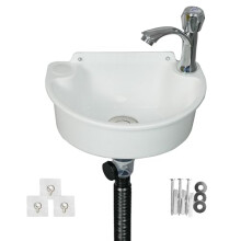Small Bathroom Sink Wall Mount Bathroom Wash Basin, No-Drill Installation Self-Adhesive 11.8X 8.2 Inch with 1.26 Inch Faucet Hole, Mini Rv Sink