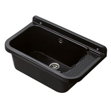 Negrari 2051BNAM Wall-Mounted Sink in Resin, Acid Resistant, Ideal for Wet Places, Outdoor, W60 x D34 H21, Glitter Black