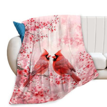 Red Cardinal Blanket Cute Cardinal Decor Throw Blanket Gifts for Girls Boys Cardinal Lover Couch Bedding Super Warm Soft Plush Lightweight Fleece