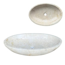 Lendo Online Marble washbasin oval 40x30 or 60x40 cm – Cream, grey or black – Solid natural stone sink for bathroom or toilet – Handmade marble