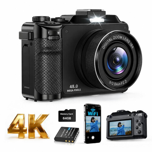 4K Digital Camera 48MP Auto Focus Webcam