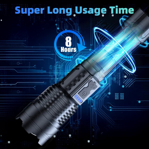 High Lumens Powerful Flashlight, USB Rechargeable Zoomable Waterproof Super Bright 7 Modes 1