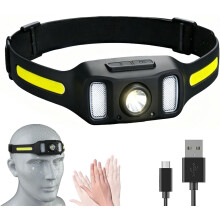 1200mAh Headlamp Rechargeable, LED Head Lamp, Dual Switch Motion Sensor, 8 Modes Daily Waterproof Headlight for Camping Car Repair Gift for Men