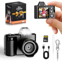 Mini Keychain Digital Camera, 1080P HD Video 1.3" Screen with 64GB Card for Travel Recording