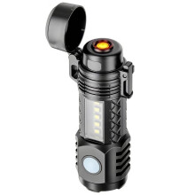 2-in-1 Flashlight & Plasma Lighter, Rechargeable LED Work Light with Super Bright COB Floodlight