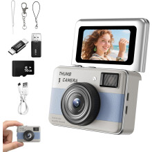 Mini Keychain Digital Camera with 1.47" Flip Screen and SD Card for Travel Party Daily Use