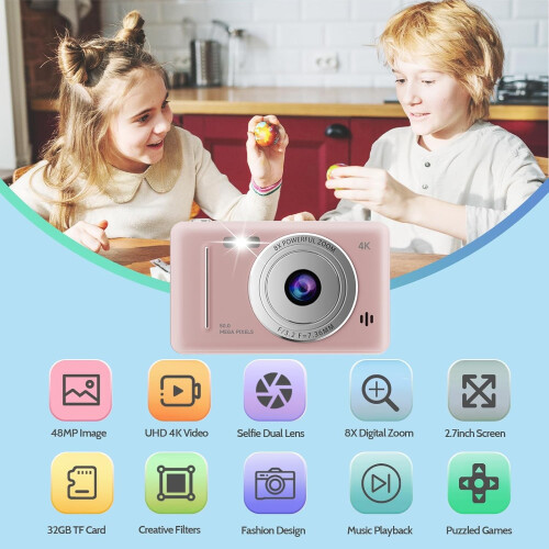 Kids Camera 4K 48MP 2.7" Screen 32GB Card 1