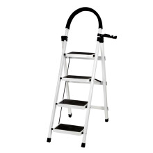 4 Step Folding Step Ladder with Slip Resistant Wide Steps for Kitchen White