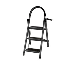 3 Step Folding Step Ladder with Slip Resistant Wide Steps for Kitchen Black