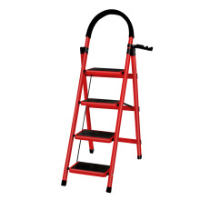 4 Step Folding Step Ladder with Slip Resistant Wide Steps for Kitchen Red
