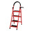 4 Step Folding Step Ladder with Slip Resistant Wide Steps for Kitchen Red 1