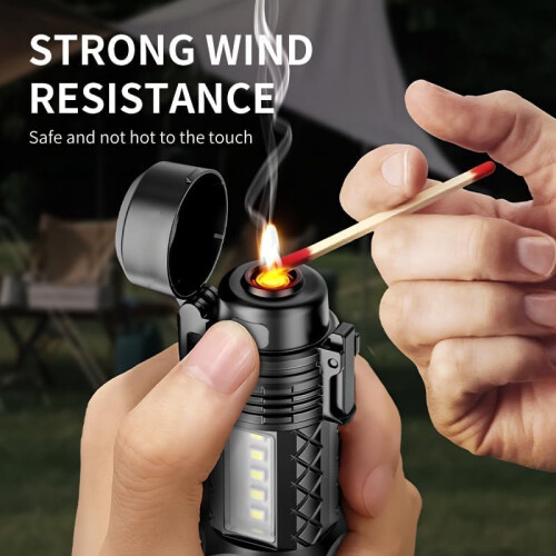 2-in-1 Flashlight & Plasma Lighter, Rechargeable LED Work Light with Super Bright COB Floodlight 2