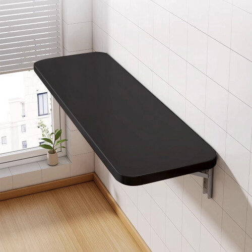 Wall?Mounted Folding Drop?Down Table, Foldable Wall Table, Space?Saving Floating Desk for Kitchen Dining Room 60x30cm Black 2