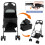Pet Stroller With Brake Basket Canopy for Small to Medium Sized Pets Black 11