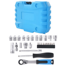 1/4" Drive Go Through Metric Socket Set 29pc CRV Ratchet 4.5-13mm Extension