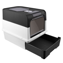 Enclosed Cat Litter Box with Pull?Out Drawer, Hooded Covered Kitten Litter Tray, Odour Control Cat Toilet for Indoor Cats Black