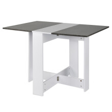 Folding Dining Table, Space?Saving Extendable Kitchen Table, Table for Small Home Grey and White