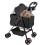 Pet Stroller With Brake Basket Canopy for Small to Medium Sized Pets Black 1