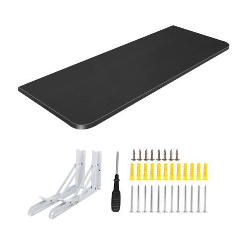 Wall?Mounted Folding Drop?Down Table, Foldable Wall Table, Space?Saving Floating Desk for Kitchen Dining Room 60x30cm Black