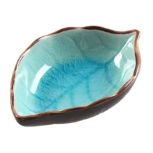 Plat D'Assaisonnement en Forme de Feuille en Céramique, Glaçage Craquelé, Petit Bol à Vinaigre de Sauce Soja, Accessoire de Cuisine A