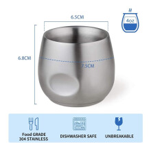 Tasses à Expresso en Acier Inoxydable 6 Pièces, Gobelet Incassable Isolé à Double Paroi 150 Ml Petite Tasse pour Pique-Nique en Plein Air