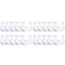 20PCS Therian Masks White Cat Masks Blank DIY Halloween Mask Animal Half Facemasks Masquerade Cosplay Party