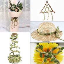 5X Naturalny Sznurek Jutowy 5MM Sznurek Jutowy Ze Sztucznymi Liśćmi Sznurek Jutowy do Pakowania Prezentów DIY Ogród Weselny (32.8FT)