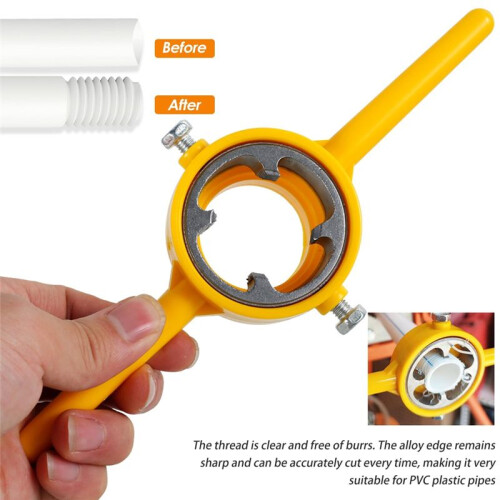 12Pcs PVC Thread Maker Tool, Pipe Threader Plumbing Tool Kit Reusable Round PVC Pipe Threader Set+1/2in,3/4in,1in Dies 1