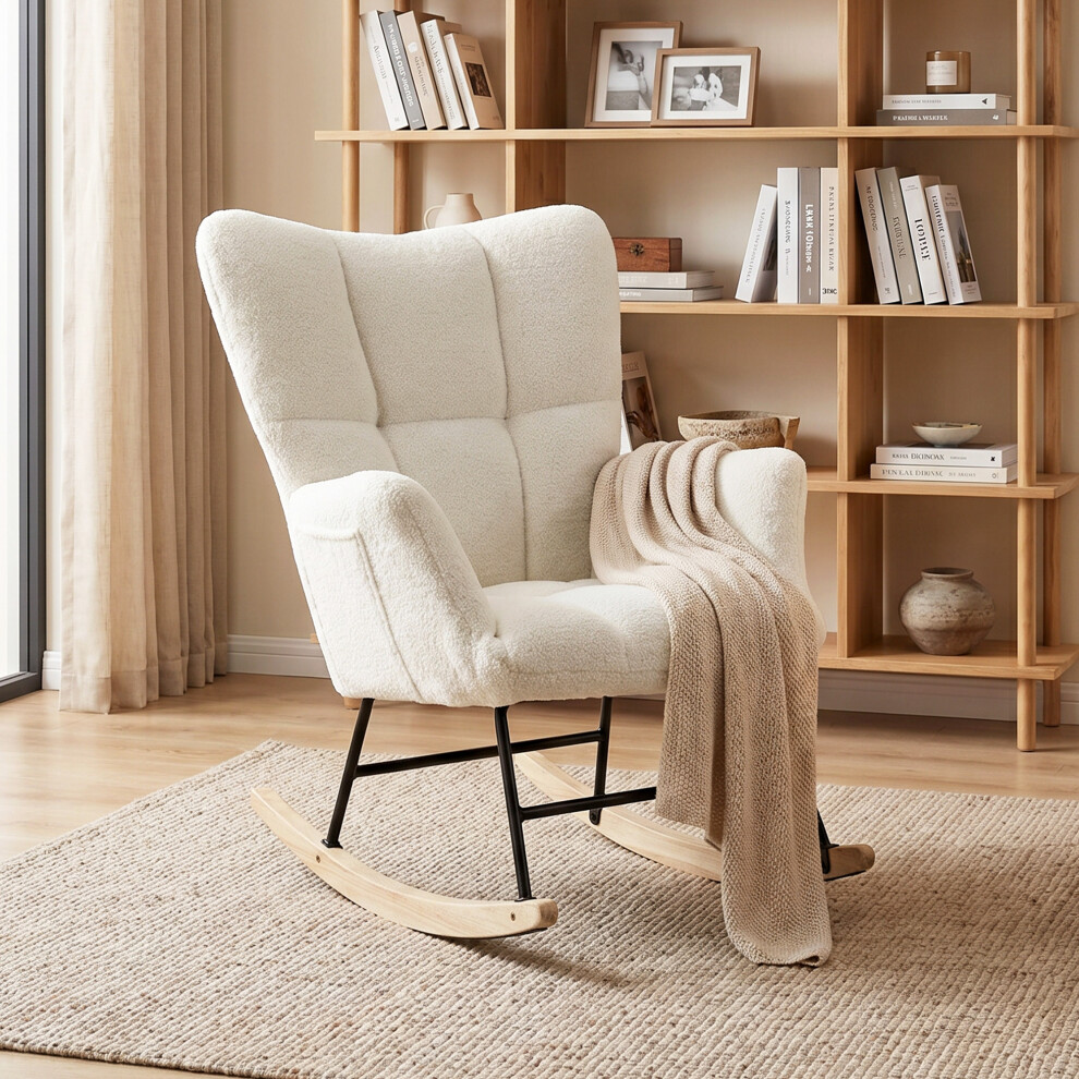 Homcom (Grey) Tufted Rocking Chair With Side Pockets