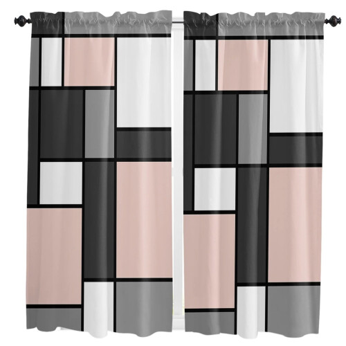Abstract Geometric Blush Pink Curtains 2-Pack
