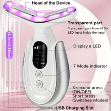 Appareil de Soin du Cou LED 7 Couleurs avec Vibration et Chaleur, Massager Rechargeable pour Raffermissement et Rajeunissement de la Peau
