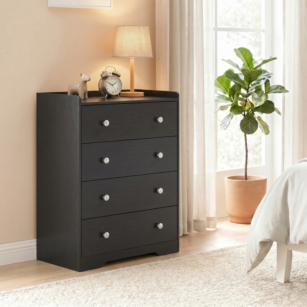 Homcom 4 Drawer Chest Of Drawers, Storage Cabinet, White Wood Effect