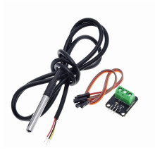 2X DS18B20 Temperatursensormodul-Kit, Wasserdichter 100-cm-Digitalsensorkabel-Sondenklemmenadapter für